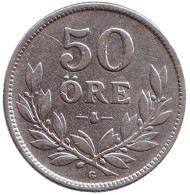 Монета 50 эре. 1928 год, Швеция. Монета 50 эре. 1928 год, Швеция.