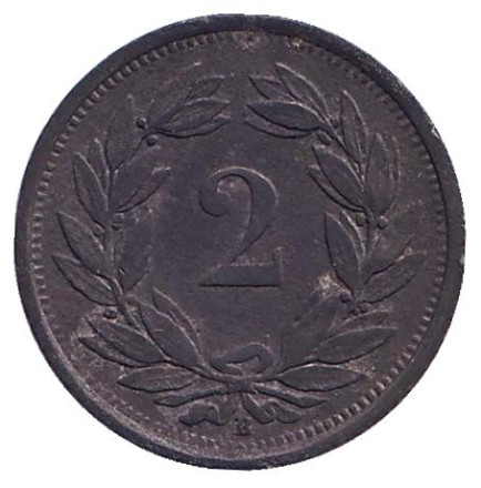 Монета 2 раппена. 1942 год, Швейцария.