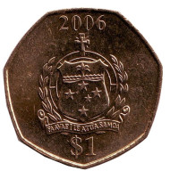 Монета 1 тала. 2006 год, Самоа. Герб Самоа. Монета 1 тала. 2006 год, Самоа. Герб Самоа.