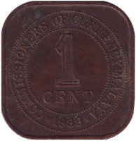 Монета 1 цент. 1939 год, Британская Малайя.