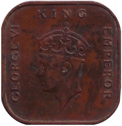 Монета 1 цент. 1939 год, Британская Малайя. Монета 1 цент. 1939 год, Британская Малайя.