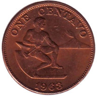 Монета 1 сентаво. 1963 год, Филиппины.