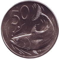 Тунец. Монета 50 центов. 1973 год, Острова Кука.