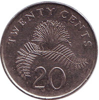 Каллиандра. Монета 20 центов. 2006 год, Сингапур.