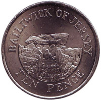 Дольмен. Монета 10 пенсов, 2003 год, Джерси.