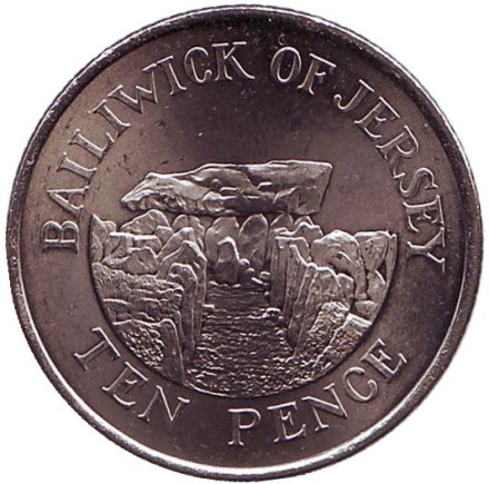 Монета 10 пенсов, 2003 год, Джерси. Дольмен.