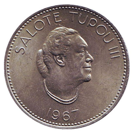 Монета 20 сенити. 1967 год, Тонга. XF. Королева Салоте Тупоу III.