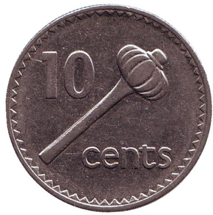 Монета 10 центов. 1994 год, Фиджи. Метательная дубинка - ула тава тава.