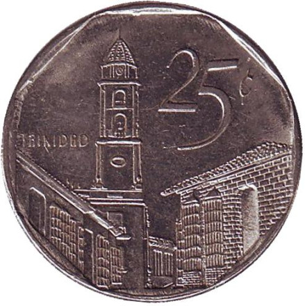 Монета 25 сентаво. 2000 год, Куба. Город-музей Тринидад.