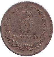 Монета 5 сентаво. 1936 год, Аргентина. Монета 5 сентаво. 1936 год, Аргентина.