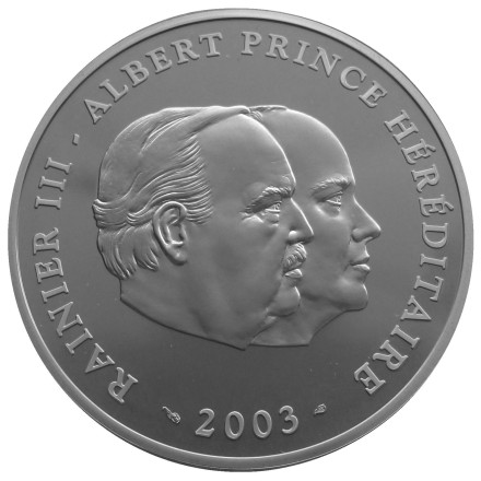 Монета 10 евро. 2003 год, Монако. 80 лет со дня рождения Князя Ренье III.