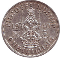 Монета 1 шиллинг. 1940 год, Великобритания. (Шотландский тип)
