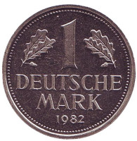 Монета 1 марка. 1982 год (J), ФРГ.