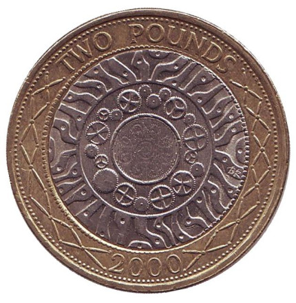 Монета 2 фунта. 2000 год, Великобритания.