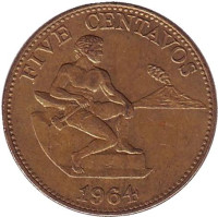 Монета 5 сентаво. 1964 год, Филиппины. 