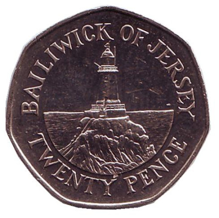 Монета 20 пенсов. 2003 год, Джерси. Маяк в Ла-Корбьере.
