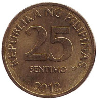 Монета 25 сентимо. 2012 год, Филиппины. Монета 25 сентимо. 2012 год, Филиппины.