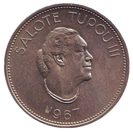 Монета 50 сенити. 1967 год, Тонга. Королева Салоте Тупоу III.