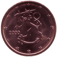 Монета 2 цента, 2000 год, Финляндия.