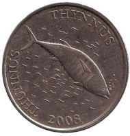 Монета 2 куны. 2008 год, Хорватия. Тунец. Монета 2 куны. 2008 год, Хорватия. Тунец.