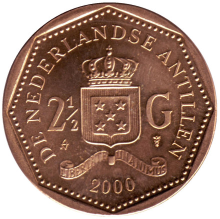 Монета 2,5 гульдена. 2000 год, Нидерландские Антильские острова.