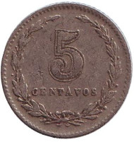 Монета 5 сентаво. 1937 год, Аргентина. Монета 5 сентаво. 1937 год, Аргентина.