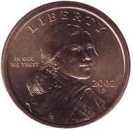 Сакагавея (Парящий орел), серия "Коренные американцы". 1 доллар, 2002 год (P), США. UNC. Сакагавея (Парящий орел), серия "Коренные американцы". 1 доллар, 2002 год (P), США. UNC.