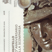 550 лет со дня смерти Донателло. Монета 2 евро. 2016 год, Сан-Марино.