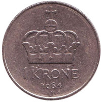 Корона. Монета 1 крона. 1984 год, Норвегия.