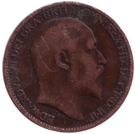 Монета 1 фартинг. 1902 год, Великобритания. Монета 1 фартинг. 1902 год, Великобритания.