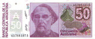 Банкнота 50 аустралей. 1986-1989 гг., Аргентина. Бартоломе Митре. Банкнота 50 аустралей. 1986-1989 гг., Аргентина. Бартоломе Митре.