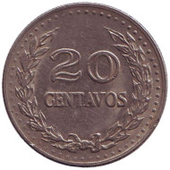 Монета 20 сентаво. 1974 год, Колумбия. Монета 20 сентаво. 1974 год, Колумбия.