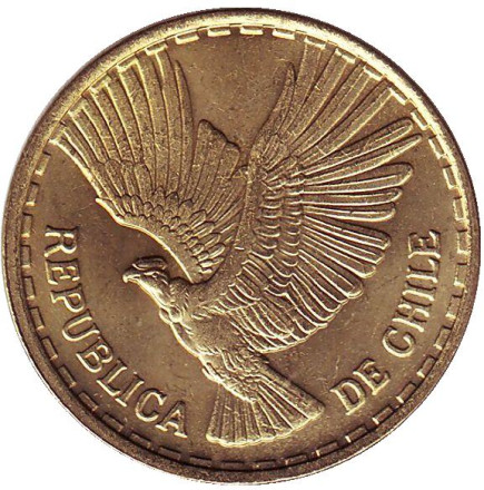 Монета 10 чентезимо. 1969 год, Чили. aUNC. Кондор.