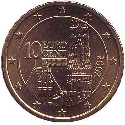 Монета 10 центов. 2008 год, Австрия.