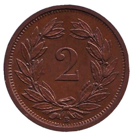 Монета 2 раппена. 1938 год, Швейцария. aUNC.