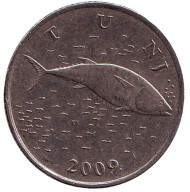 Монета 2 куны. 2009 год, Хорватия. Тунец. Монета 2 куны. 2009 год, Хорватия. Тунец.