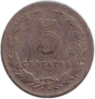 Монета 5 сентаво. 1938 год, Аргентина. Монета 5 сентаво. 1938 год, Аргентина.