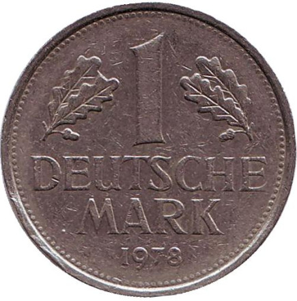 Монета 1 марка. 1978 год (J), ФРГ. Из обращения.