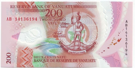 Банкнота 200 вату. 2014 год, Вануату. Абориген.