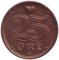 Монета 25 эре. 2002 год, Дания. Монета 25 эре. 2002 год, Дания.