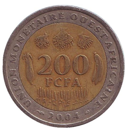 Монета 200 франков. 2004 год, Западная Африка.
