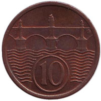 Монета 10 геллеров. 1923 год, Чехословакия.