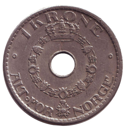 Монета 1 крона. 1947 год, Норвегия.