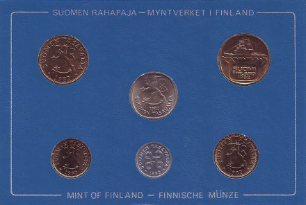 Набор монет Финляндии (6 шт), 1982 год, Финляндия. (в банковской упаковке)