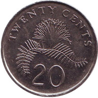 Каллиандра. Монета 20 центов. 2011 год, Сингапур.