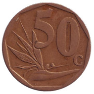 Монета 50 центов. 2004 год, ЮАР. Стрелитция. Монета 50 центов. 2004 год, ЮАР. Стрелитция.