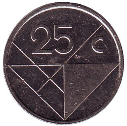 Монета 25 центов. 2004 год, Аруба.