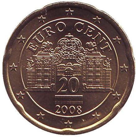 Монета 20 центов. 2008 год, Австрия.