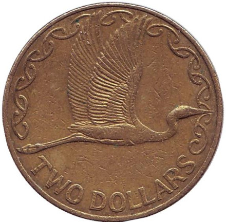 Монета 2 доллара. 1999 год, Новая Зеландия. Белая цапля.