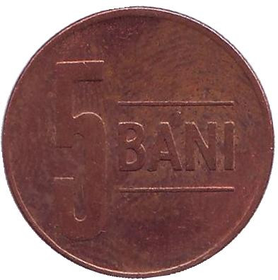 Монета 5 бани. 2013 год, Румыния.